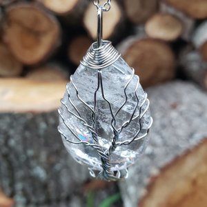 Clear Quartz Tree of Live Pendant Necklace
